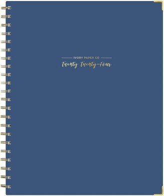 Ivory Paper Co 2024 Planner 11x8.5 Weekly/Monthly Wirebound Navy