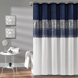 72x78 Night Sky Shower Curtain Navy/White