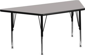 22.5''W x 45''L Trapezoid Grey HP Laminate Activity Table - Height Adjustable Short Legs