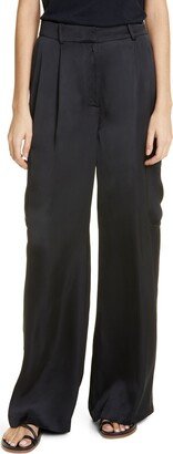 Carmel Wide Leg Satin Cargo Pants