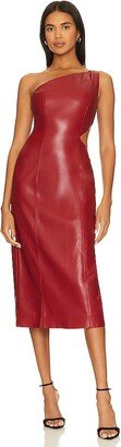 x REVOLVE Bordeaux Faux Leather Midi Dress