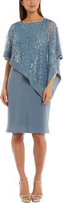 Petite Sequined Cape Sheath Dress