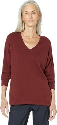 Casey Cotton V-Neck Sweater (Merlot) Women's Sweater