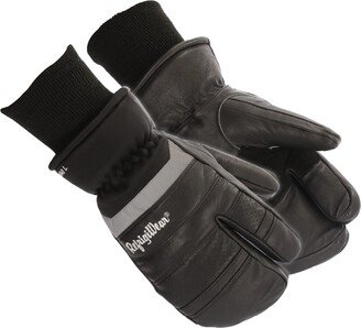 Men's 3-Finger Winter Black Leather Mittens