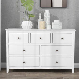 7 Drawers Solid Wood Dresser in White