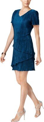 Petites Womens Tiered Cocktail Dress