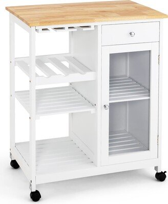 Kitchen Island on Wheels Rolling Trolley Cart with Drawer and Shelves