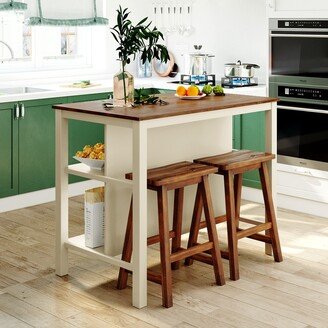 Rubber Wood Kitchen Island Set