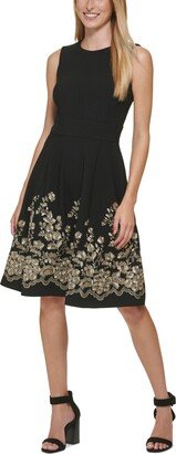 Petite Embroidered Fit & Flare Dress