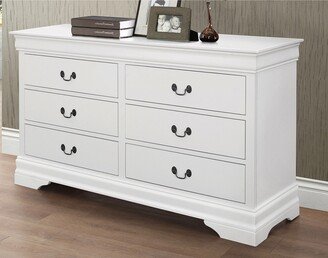 Norman Contemporary White Wooden Space-saving 6-Drawer Double Dresser