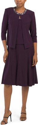 TJMAXX Petite 2Pc Tea Length Dress And Jacket Set For Women