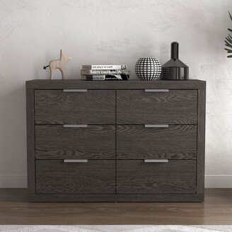 GALANO Harlowin 6-Drawer Dark Gray Oak Dresser 31.7 in. Ã 46.5 in. Ã 16.1 in.