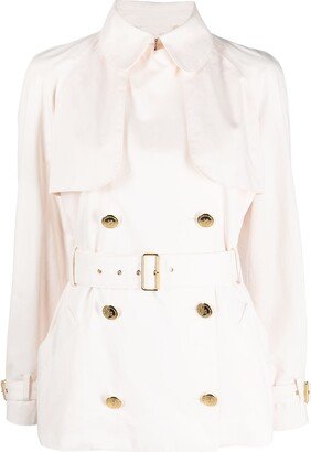 Double-Breasted Belted Short Trench