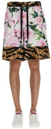 Floral-Printed Stretch Jogging Shorts