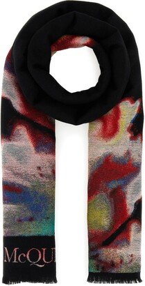 Embroidered Wool Blend Scarf-AA