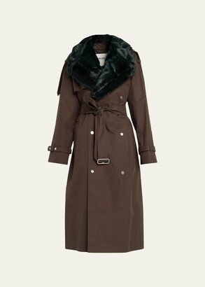 Kennington Trench Coat With Faux Fur Collar