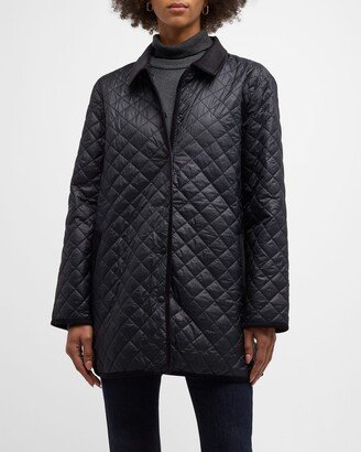 Petite Quilted Snap-Front Coat