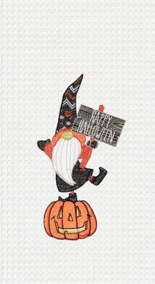 Halloween Gnome Embroidered & Waffle Weave Kitchen Towel