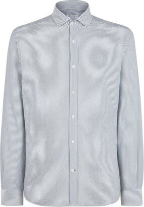 Striped Button-Up Shirt-AE