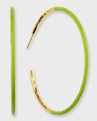 Green Dip Hammered Skinny Hoop Earrings