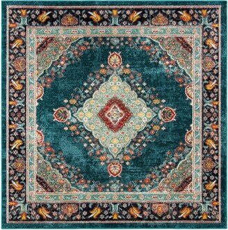 Madison MAD252 Power Loomed Area Rug - Navy/Turquoise - 6'7x6'7