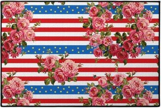 Door Mats: Americana Summer Roses - Multi Door Mat, Multicolor