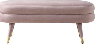 Chic Home Design Lain Bench Plush Velvet Upholstery Tapered Gold Tip Metal Legs Rounded Seat Cushion-AA