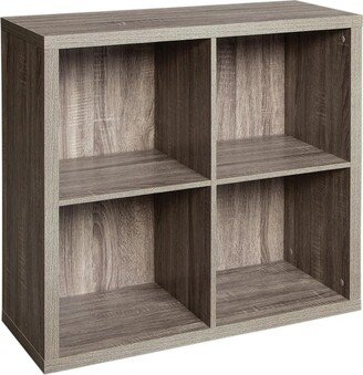 4 Cube Storage Bookshelf Organizer Home or Office Versatile Shelving Unit with Back Panels for Decor Items, Weathered Gray