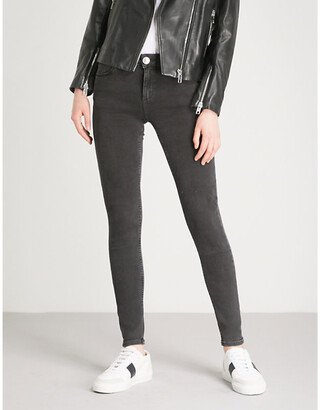 Womens Black Skinny Mid-rise Jeans