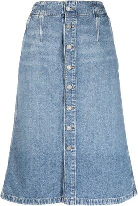 Buttoned Midi Denim Skirt