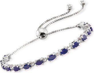 Sapphire Bolo Bracelet With Diamond Accents in Sterling Silver