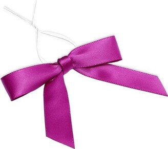 Bright Creations 100 Pack 3-inch Satin Bow Twist Ties for Treat Bags and Gift Package, Purple