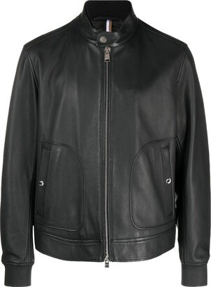 Zip-Up Leather Jacket-AQ