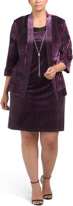 TJMAXX Plus 2Pc Burnout Velvet Jacket Dress With Jacket For Women