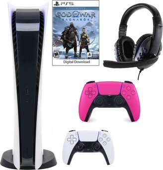 Playstation PS5 Digital Gow Console with Extra Pink Dualsense Controller and Universal Headset