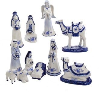 1.97-6.7-Inch Porcelain Delft Blue Nativity Set, 11-Piece Set