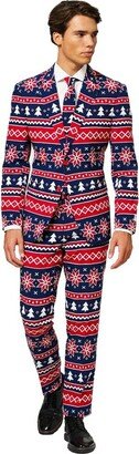 OppoSuit Men' Chritma Suit - Nordic Noel - Blue - Size: US 46