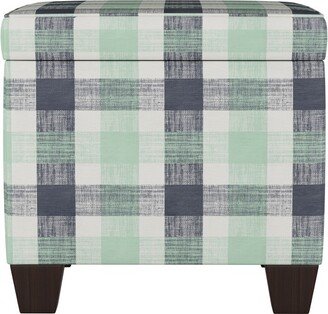 Fairland Square Storage Ottoman Check Navy Green