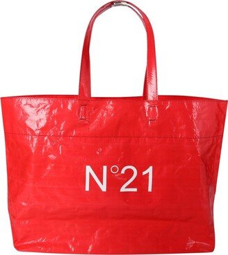 Logo Printed Open Top Tote Bag-AE