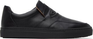 Black Embossed Slip-On Sneakers