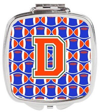 CJ1083-DSCM Letter D Football Green, Blue & Orange Compact Mirror