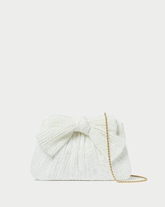 Rayne White Lace Bow Clutch