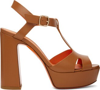 Tan Platform Heeled Sandals