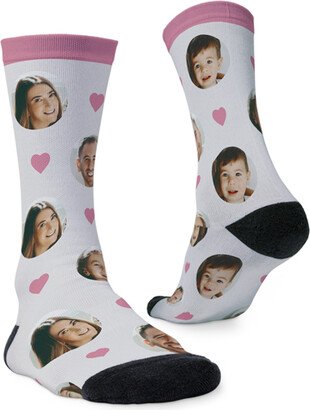 Socks: Floating Faces And Hearts Custom Socks, Gray