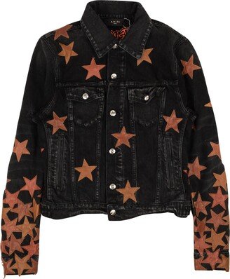 Black And Orange Chemist Denim Trucker Jacket