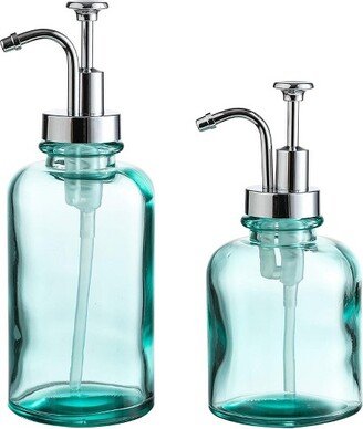 Whole Housewares Clear Glass Lotion and Soap Dispenser Bathroom - 2 Piece - Blue