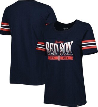 Women's Navy Boston Red Sox Team Stripe T-shirt