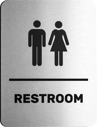 Brushed Aluminum Unisex Restroom Sign - Men & Women Modern Bathroom Decor Door Signs