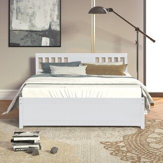 Modern design Wood Platform Queen Bed Frame with Headboard-AA