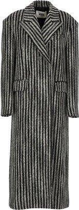 Herringbone Patterned Double Breasted Coat